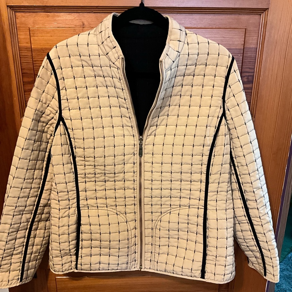 Susan Graver Tan Zip-front Quilted Jacket